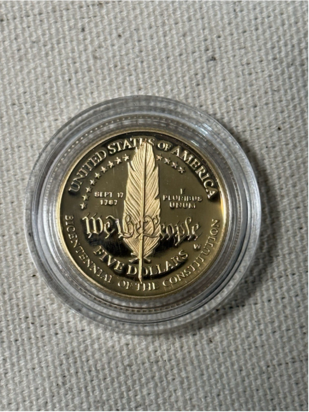 1987 $5 Gold Proof Bicentennial of the Constitution Commemorative Coin